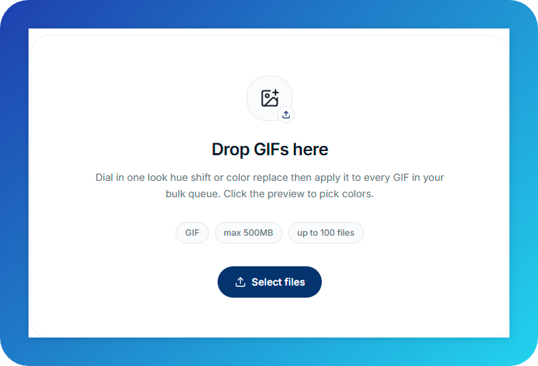 GIF Toolkit upload dropzone for selecting GIF files in the browser